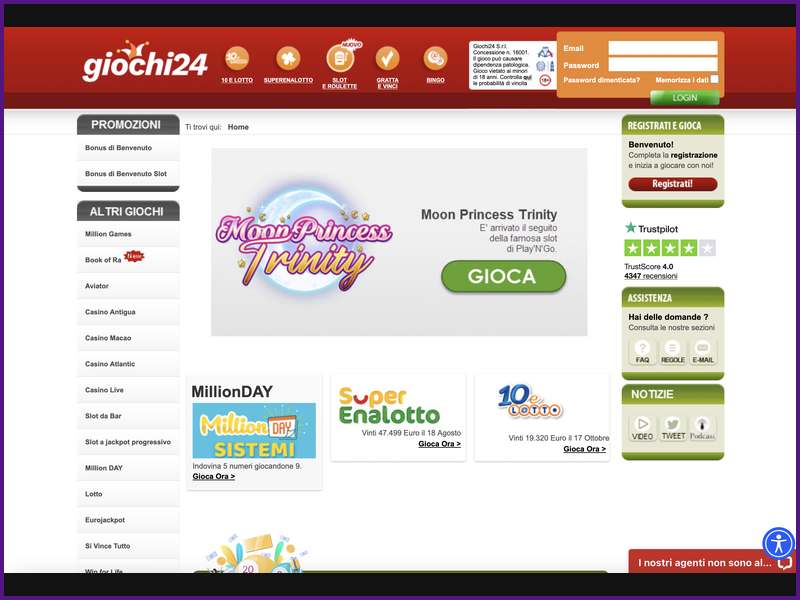 Règles relatives à la gestion du compte et aux transactions sur Giochi24