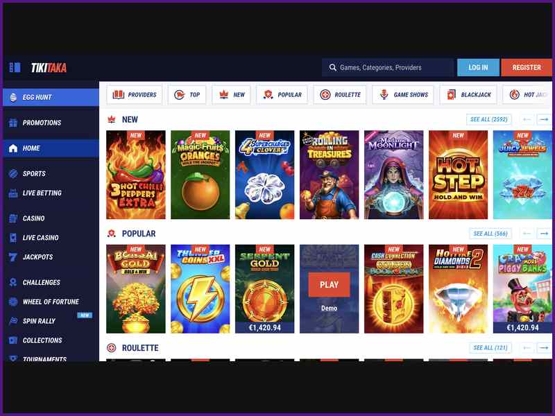 Структура и возможности казино TikiTaka