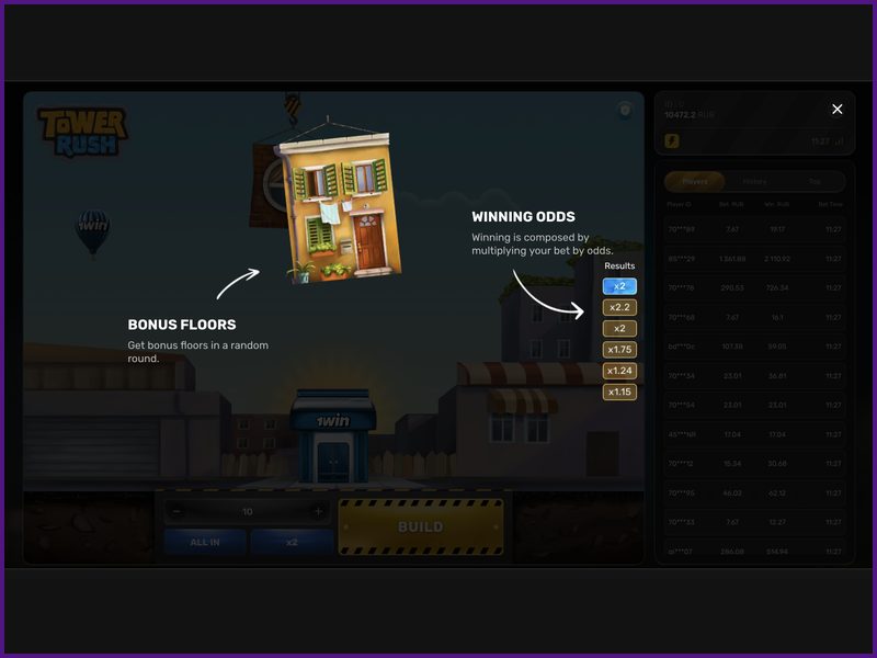 Minimum and maximum bets in Tower Rush